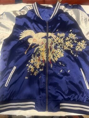 Standard Issue Navy Satin Jacket with Gray Trim